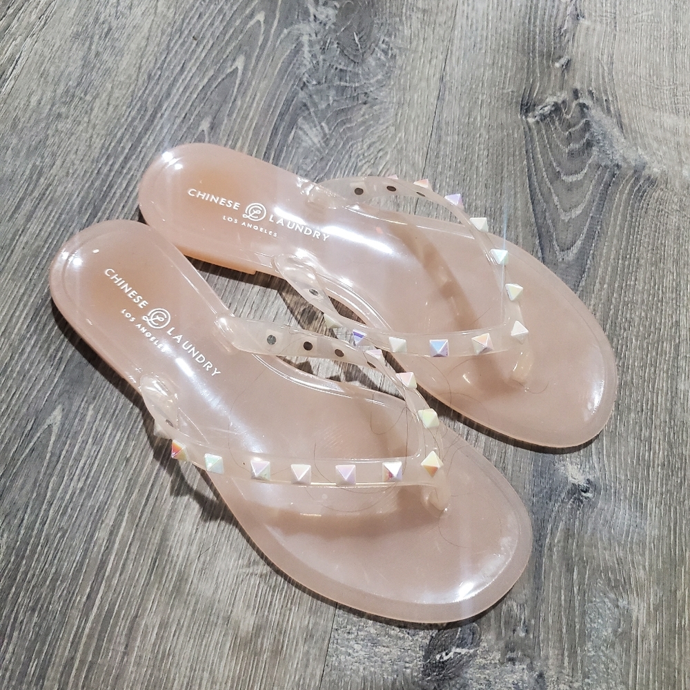 Chinese laundry studed sandals nude